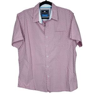 Michael Brandon Los Angeles Men's L Button-Up Shirt Pink Geo Print‎ 100% Cotton